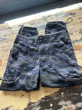 Democracy Blue Camo Pull-On Ankle Cargo Jeans